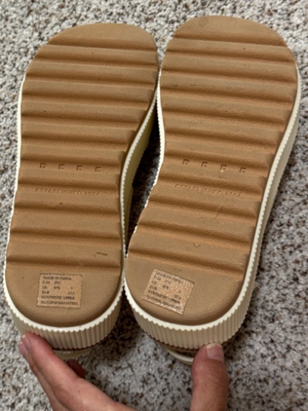 Reef Two-Strap Cream and Tan Slingback Sandals - Picture 3 of 5